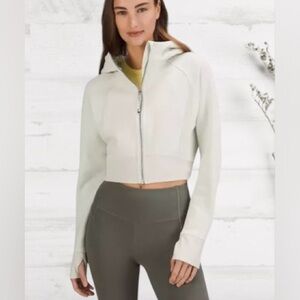 NEW Lululemon 2023 Scuba Full-Zip Cropped Hoodie Jacket Size 4 In Bone